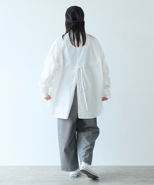 yuni コットンキャッチワッシャーmoe sleevesバックリボンブラウス yuni（ユニ ）の「△コットンキャッチワッシャーmoe sleevesバック