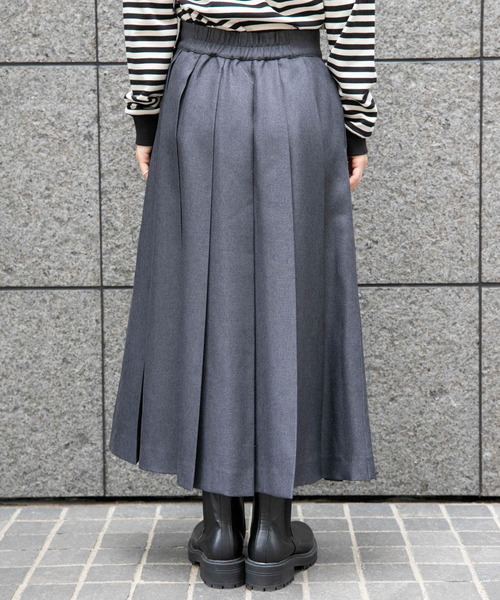 FORK&SPOON（フォークアンドスプーン）の「FORK&SPOON　ウールライクプリーツスカート（スカート・レディース・チャコールグレー/グレー・1/2）」の5枚目の写真