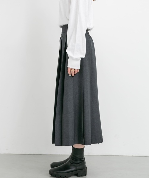 FORK&SPOON（フォークアンドスプーン）の「FORK&SPOON　ウールライクプリーツスカート（スカート・レディース・チャコールグレー/グレー・1/2）」の7枚目の写真