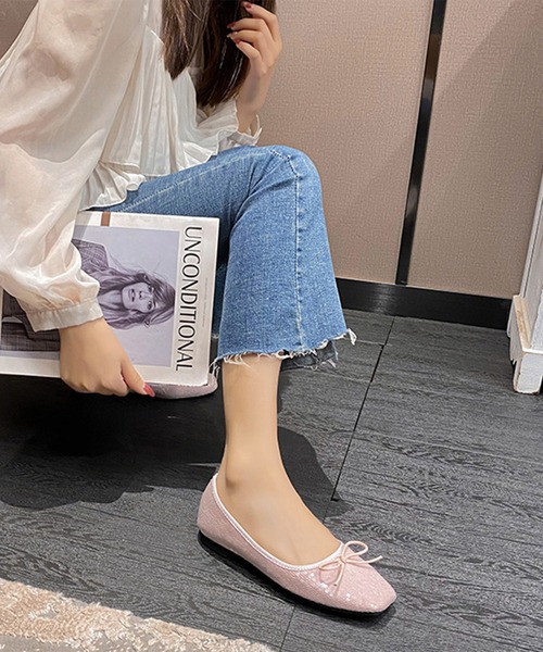 Lace Ladies(レースレディース)の「スクエアトゥ スパンコール リボン フラット パンプス(パンプス・レディース・ブラック/シルバー/ピンク・25cm/24.5cm/24cm/23.5cm/23cm/22.5cm)」の9枚目の写真