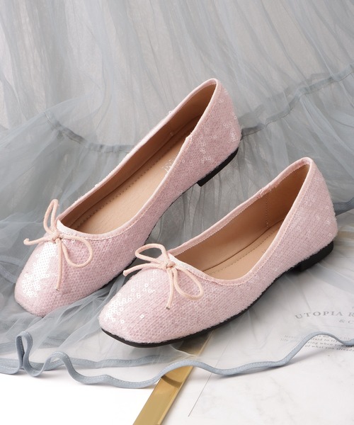 Lace Ladies(レースレディース)の「スクエアトゥ スパンコール リボン フラット パンプス(パンプス・レディース・ブラック/シルバー/ピンク・25cm/24.5cm/24cm/23.5cm/23cm/22.5cm)」の14枚目の写真