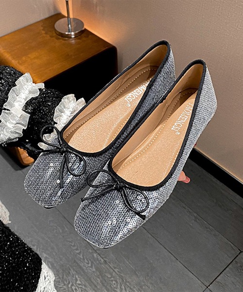 Lace Ladies(レースレディース)の「スクエアトゥ スパンコール リボン フラット パンプス(パンプス・レディース・ブラック/シルバー/ピンク・25cm/24.5cm/24cm/23.5cm/23cm/22.5cm)」の19枚目の写真