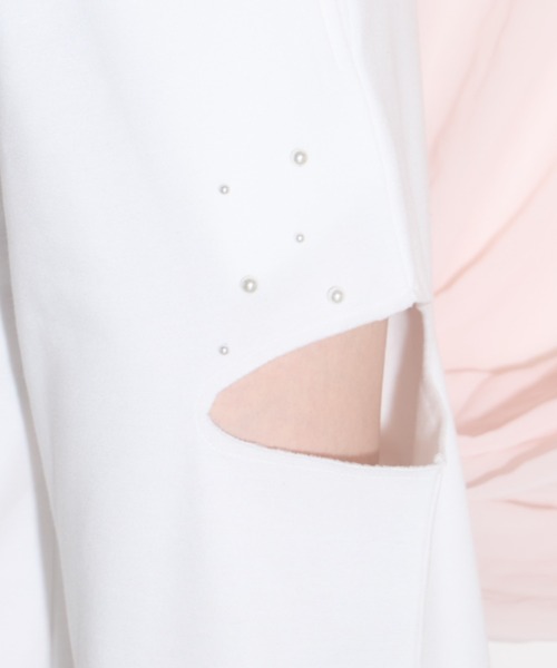 tocco closet（トッコ　クローゼット）の「【ZOZO限定】パール×サイドダメージ裏起毛スウェットパンツ（スウェットパンツ・レディース・ブラック/オフホワイト/グレー・M）」の10枚目の写真