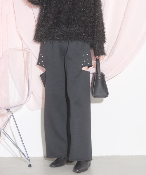 tocco closet（トッコ　クローゼット）の「【ZOZO限定】パール×サイドダメージ裏起毛スウェットパンツ（スウェットパンツ・レディース・ブラック/オフホワイト/グレー・M）」の16枚目の写真