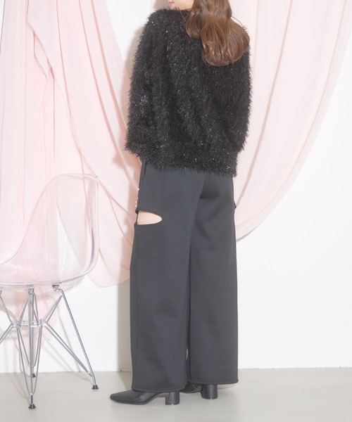 tocco closet（トッコ　クローゼット）の「【ZOZO限定】パール×サイドダメージ裏起毛スウェットパンツ（スウェットパンツ・レディース・ブラック/オフホワイト/グレー・M）」の15枚目の写真
