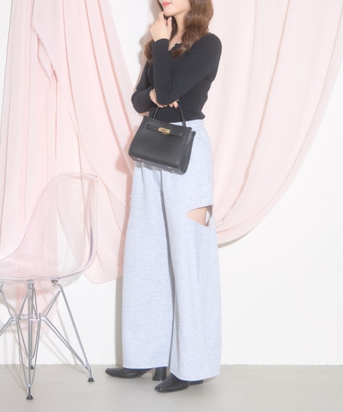 tocco closet（トッコ　クローゼット）の「【ZOZO限定】パール×サイドダメージ裏起毛スウェットパンツ（スウェットパンツ・レディース・ブラック/オフホワイト/グレー・M）」の22枚目の写真