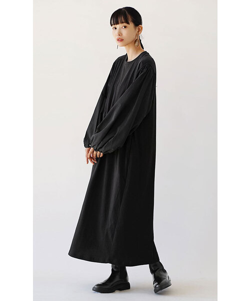 異素材スイッチングスリーブ ドロストワンピース（ワンピース）｜e-zakkamania stores（イーザッカマニアストアーズ）