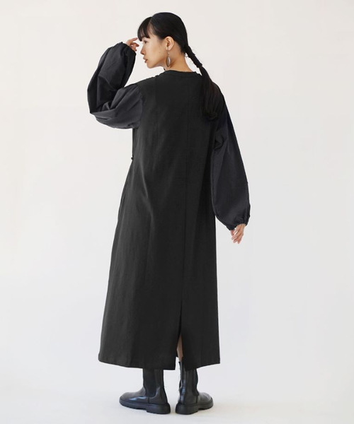 異素材スイッチングスリーブ ドロストワンピース（ワンピース）｜e-zakkamania stores（イーザッカマニアストアーズ）