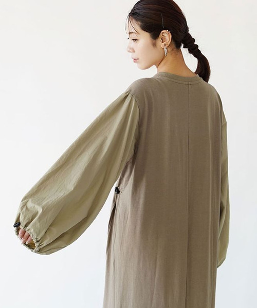 異素材スイッチングスリーブ ドロストワンピース（ワンピース）｜e-zakkamania stores（イーザッカマニアストアーズ）