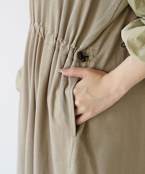 異素材スイッチングスリーブ ドロストワンピース（ワンピース）｜e-zakkamania stores（イーザッカマニアストアーズ）