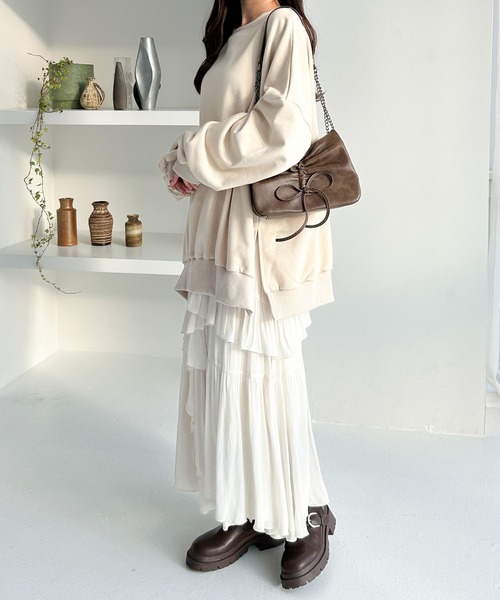 Heather（ヘザー）の「WEB限定　スーパーBIGシルエット裏毛スウェット　290251（スウェット・レディース・レッド/ベージュ/オートミール/グレー/ブラック・FREE）」の17枚目の写真