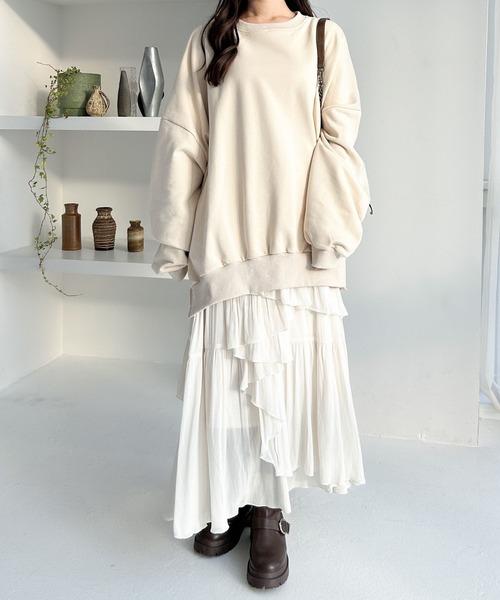 Heather（ヘザー）の「WEB限定　スーパーBIGシルエット裏毛スウェット　290251（スウェット・レディース・レッド/ベージュ/オートミール/グレー/ブラック・FREE）」の15枚目の写真