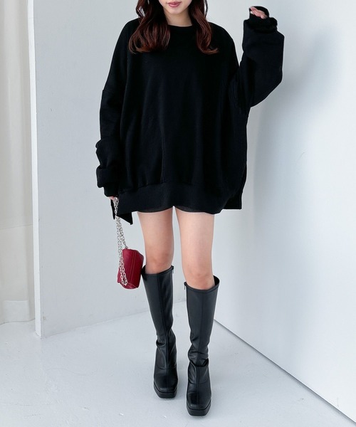 Heather（ヘザー）の「WEB限定　スーパーBIGシルエット裏毛スウェット　290251（スウェット・レディース・レッド/ベージュ/オートミール/グレー/ブラック・FREE）」の7枚目の写真