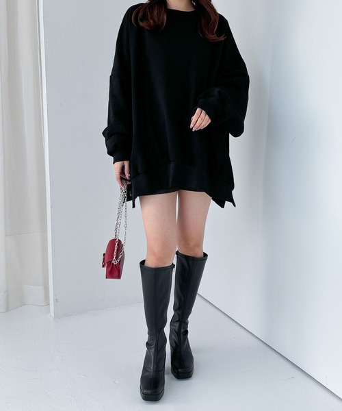 Heather（ヘザー）の「WEB限定　スーパーBIGシルエット裏毛スウェット　290251（スウェット・レディース・レッド/ベージュ/オートミール/グレー/ブラック・FREE）」の6枚目の写真