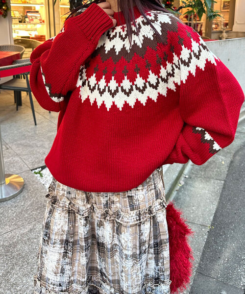 CIAOPANIC（チャオパニック）の「スプレープリントチェックティアードスカート（スカート・レディース・ブラウン/レッド/グリーン・ONE SIZE）」の8枚目の写真