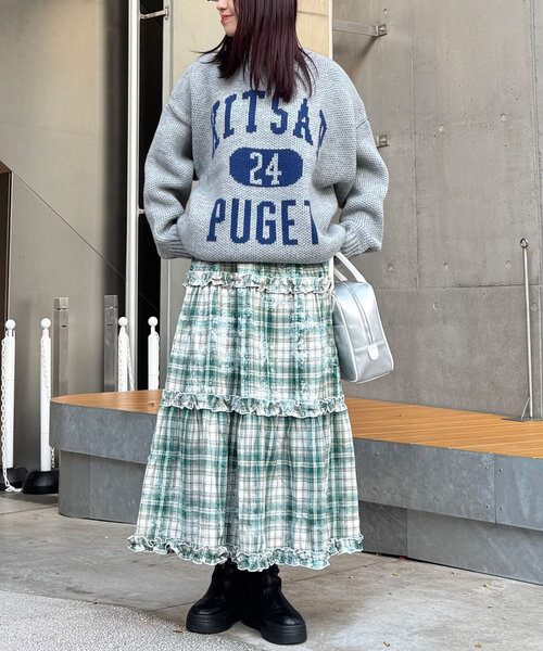 CIAOPANIC（チャオパニック）の「スプレープリントチェックティアードスカート（スカート・レディース・ブラウン/レッド/グリーン・ONE SIZE）」の19枚目の写真