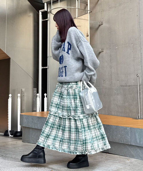 CIAOPANIC（チャオパニック）の「スプレープリントチェックティアード