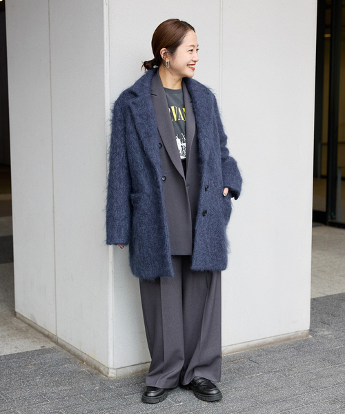 美品　スタニングルアー　モヘア混　シャギーウール　チェスターコート　SM 美品 スタニングルアー モヘア混 シャギーウール チェスター