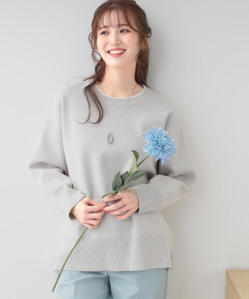 SHOO・LA・RUE（シューラルー）の「【S-LL/洗える】スウェットライク オーバーサイズニット（ニット/セーター・レディース・ネイビー/ベビーピンク/ナチュラル/ホワイト系5・01/02/03/04）」の3枚目の写真