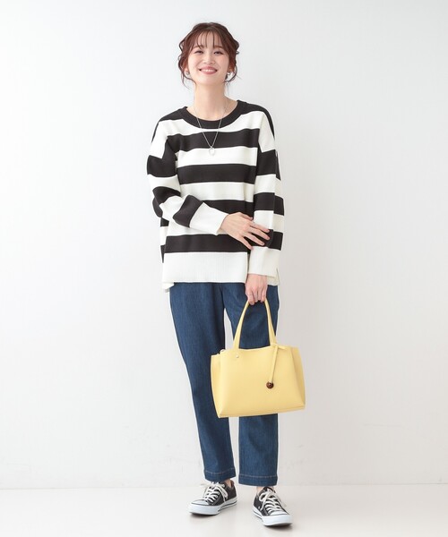 SHOO・LA・RUE（シューラルー）の「【S-LL/洗える】スウェットライク オーバーサイズニット（ニット/セーター・レディース・ネイビー/ベビーピンク/ナチュラル/ホワイト系5・01/02/03/04）」の20枚目の写真