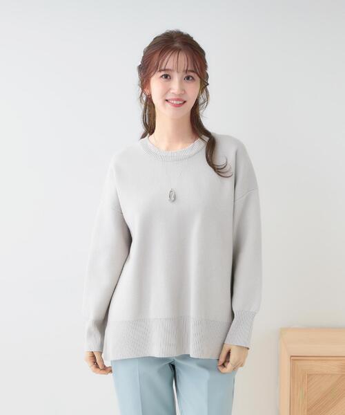 SHOO・LA・RUE（シューラルー）の「【S-LL/洗える】スウェットライク オーバーサイズニット（ニット/セーター・レディース・ネイビー/ベビーピンク/ナチュラル/ホワイト系5・01/02/03/04）」の18枚目の写真