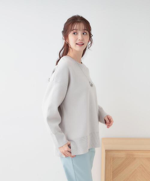 SHOO・LA・RUE（シューラルー）の「【S-LL/洗える】スウェットライク オーバーサイズニット（ニット/セーター・レディース・ネイビー/ベビーピンク/ナチュラル/ホワイト系5・01/02/03/04）」の17枚目の写真