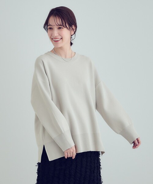 SHOO・LA・RUE（シューラルー）の「【S-LL/洗える】スウェットライク オーバーサイズニット（ニット/セーター・レディース・ネイビー/ベビーピンク/ナチュラル/ホワイト系5・01/02/03/04）」の14枚目の写真