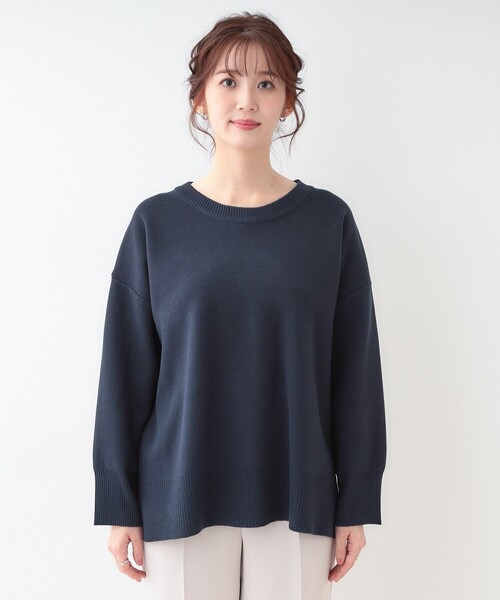 SHOO・LA・RUE（シューラルー）の「【S-LL/洗える】スウェットライク オーバーサイズニット（ニット/セーター・レディース・ネイビー/ベビーピンク/ナチュラル/ホワイト系5・01/02/03/04）」の10枚目の写真