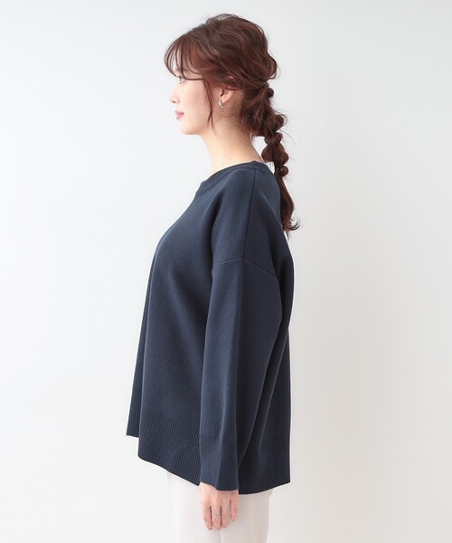 SHOO・LA・RUE（シューラルー）の「【S-LL/洗える】スウェットライク オーバーサイズニット（ニット/セーター・レディース・ネイビー/ベビーピンク/ナチュラル/ホワイト系5・01/02/03/04）」の9枚目の写真