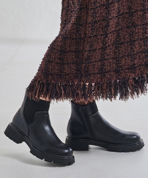 最高 □2024秋冬新作□ニットドッキングタンクソールブーツ/41439