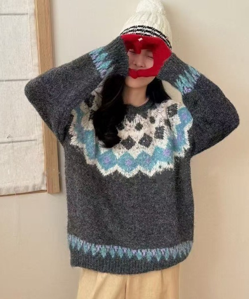 セール】【新色展開】ノルディックパターンニット（ニット/セーター