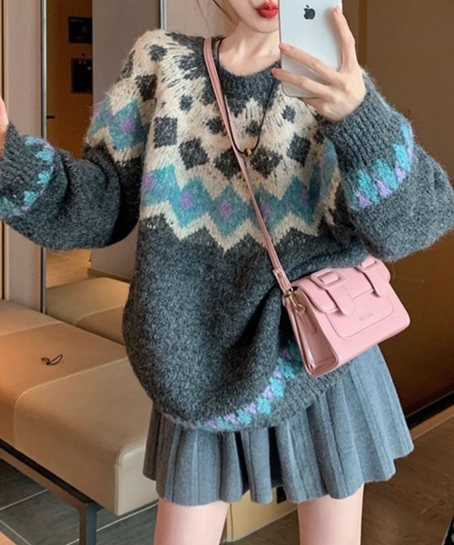 セール】【新色展開】ノルディックパターンニット（ニット/セーター