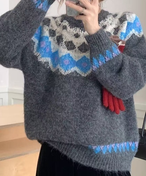 セール】【新色展開】ノルディックパターンニット（ニット/セーター
