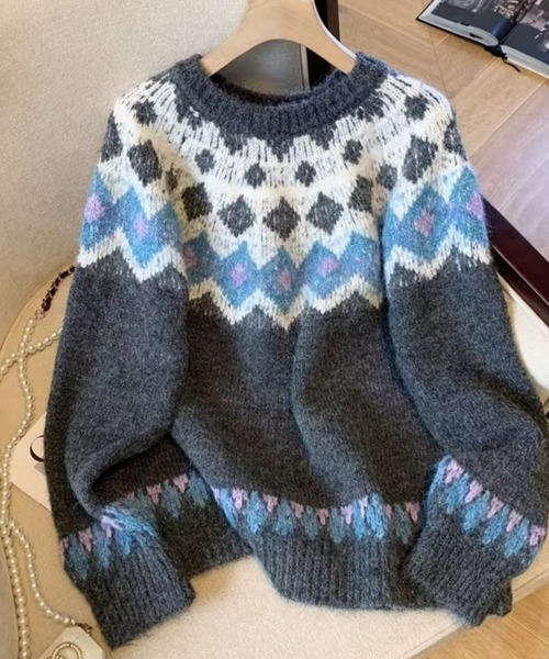 セール】【新色展開】ノルディックパターンニット（ニット/セーター