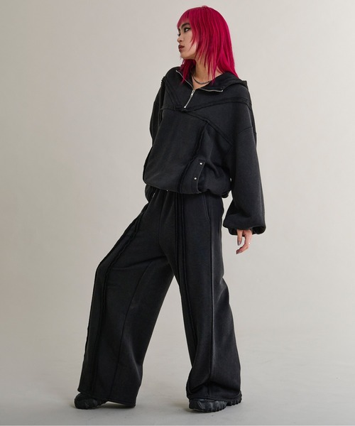Ellno Loset(エルノロゼット)の「オーバーダイスウェットパンツ/SETUP対応(スウェットパンツ・メンズ・ブラック・SMALL/LARGE/MEDIUM)」の3枚目の写真