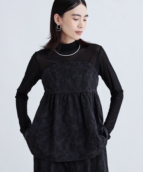 GALLEST(ギャレスト)の「【セレモニー/セットアップ可能】フローラルジャカードトップス(シャツ/ブラウス・レディース・ライトグレー/ブラック・38)」の4枚目の写真