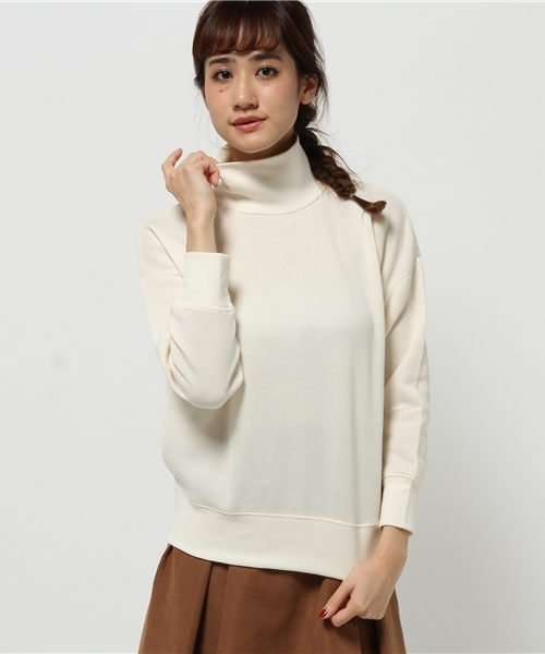 SEVENDAYS=SUNDAY（セブンデイズサンデイ）の「リブ切替裏毛起毛　タートルネックプルオーバー（Tシャツ/カットソー・レディース・ネイビー/カーキ/オフホワイト/杢グレー・MEDIUM/LARGE）」の12枚目の写真