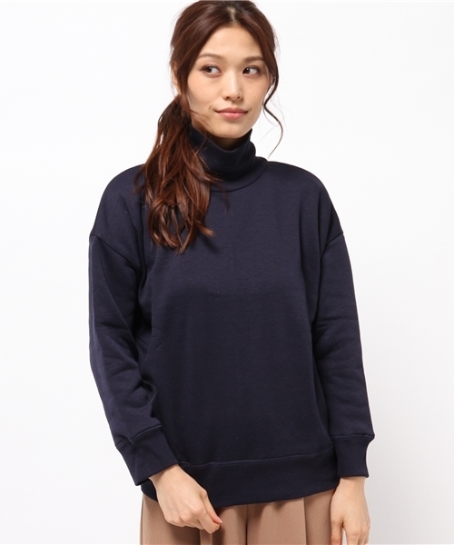 SEVENDAYS=SUNDAY（セブンデイズサンデイ）の「リブ切替裏毛起毛　タートルネックプルオーバー（Tシャツ/カットソー・レディース・ネイビー/カーキ/オフホワイト/杢グレー・MEDIUM/LARGE）」の13枚目の写真