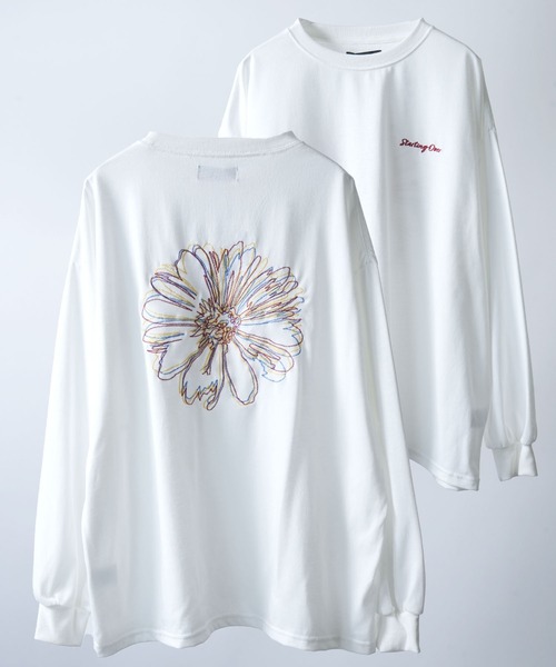 Starting Over（スターティングオーバー）の「plain stitch print embroidery t-shirt long sleeve / 天竺 プリント 刺繍 Tシャツ 長袖（Tシャツ/カットソー・メンズ・ブラック/ホワイト/チャコールグレー/ホワイト×レッド/ホワイト×ブルー/ブラック系その他/ホワイト系その他/ブラック×レッド/ホワイト系その他2/ホワイト系その他3/ブラック系その他2・M/L）」の2枚目の写真