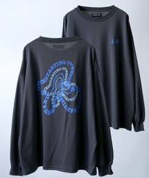 plain stitch print embroidery t-shirt long sleeve / 天竺 プリント 刺繍 Tシャツ 長袖