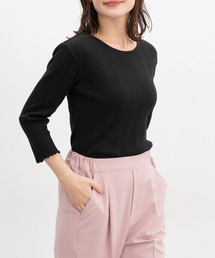 【ＵＶカット】７分袖メロー使いテレコＴ