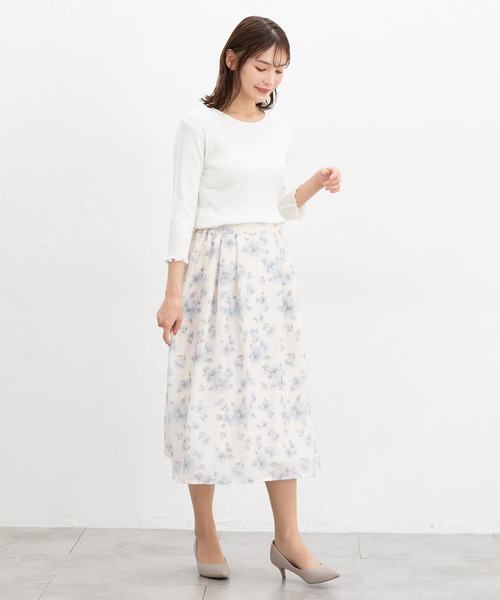 Honeys（ハニーズ）の「【ＵＶカット】７分袖メロー使いテレコＴ（Tシャツ/カットソー・レディース・オフホワイト/サックスブルー/ブラック/ピンク/レッド系その他/ライム/ネイビー/ブラウン・L/LL/M/S）」の10枚目の写真