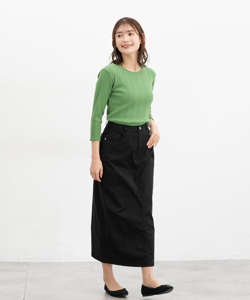 Honeys（ハニーズ）の「【ＵＶカット】７分袖メロー使いテレコＴ（Tシャツ/カットソー・レディース・オフホワイト/サックスブルー/ブラック/ピンク/レッド系その他/ライム/ネイビー/ブラウン・L/LL/M/S）」の22枚目の写真