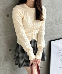 CLEAR BASIC | ケーブル編みニットカーディガン[羽織り オフィスカジュアル 着回し抜群] ≪SS新作≫(ニット/セーター)