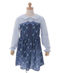 axes femme（アクシーズファム）の「リボン×バラ柄切替ワンピース（ワンピース・キッズ）」
