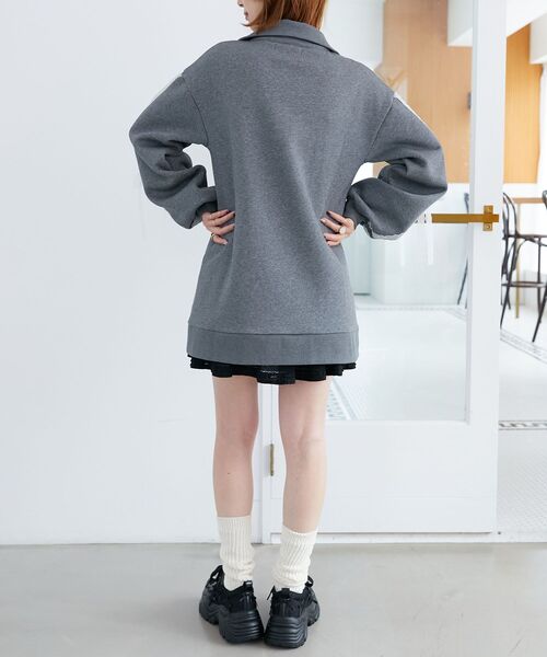 MAJESTIC LEGON（マジェスティックレゴン）の「レースリボンZIP裏起毛スウェット（スウェット・レディース・チャコールグレー/アイボリー/グレー・MEDIUM）」の19枚目の写真