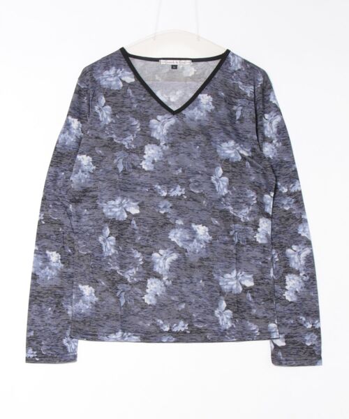Mag.（マグ）の「【Growth by Grail】フラワープリントVネックL/S（Tシャツ/カットソー・メンズ・ブラック/ブルー・LARGE/MEDIUM）」の2枚目の写真