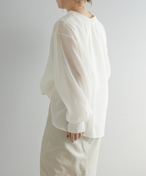 ear PAPILLONNER(イアパピヨネ)の「《2点セット》インナー付きシアーブラウス【SUM1 STYLE(スミスタイル)】(シャツ/ブラウス・レディース・アイボリー/ブラック・FREE)」の16枚目の写真