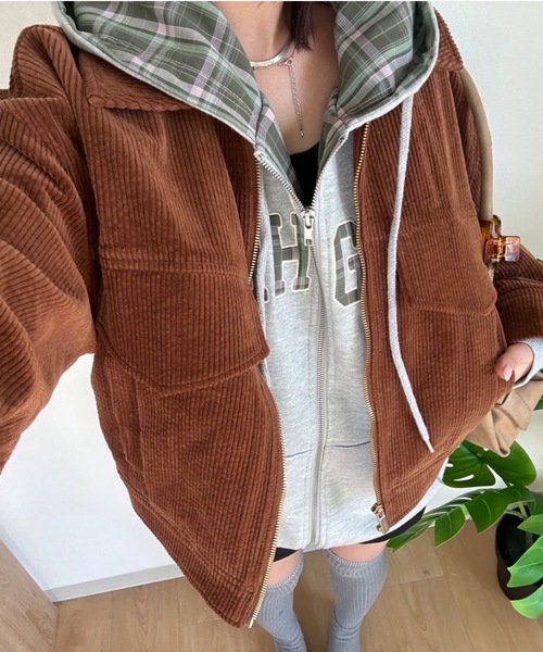 nemne store（ネンネストア）の「【keel】チェックロゴジップフーディ（パーカー・レディース・杢グレー/ネイビー・MEDIUM/SMALL）」の11枚目の写真