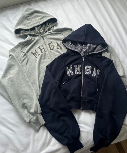 nemne store（ネンネストア）の「【keel】チェックロゴジップフーディ（パーカー・レディース・杢グレー/ネイビー・MEDIUM/SMALL）」の17枚目の写真